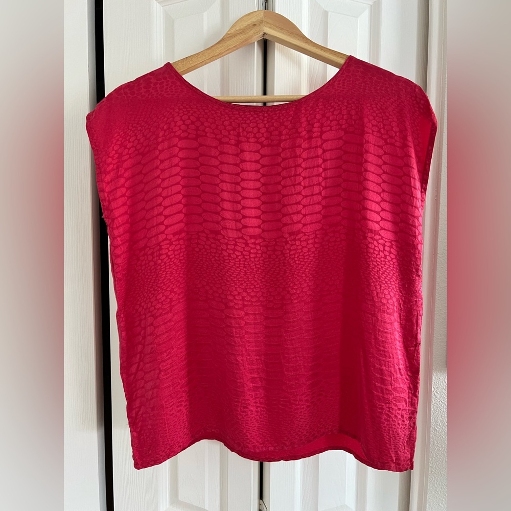 Vintage red silk blouse, OS